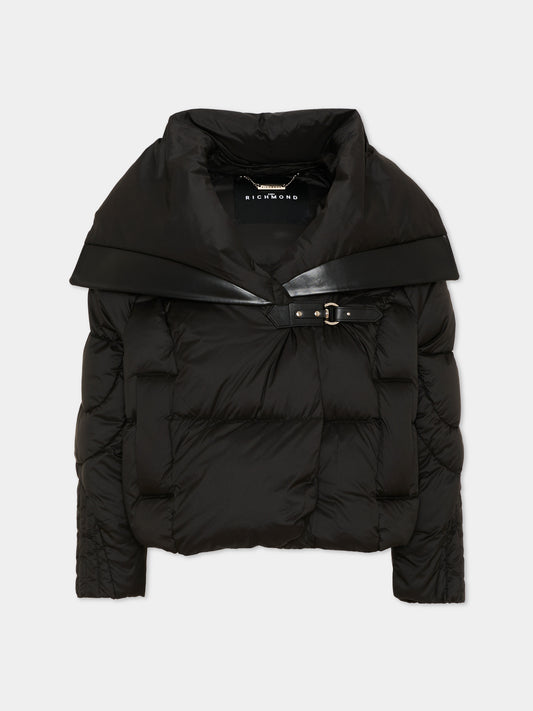 Piumino nero per bambina con maxi collo,Richmond,RGA26153PI BLACK BLACK