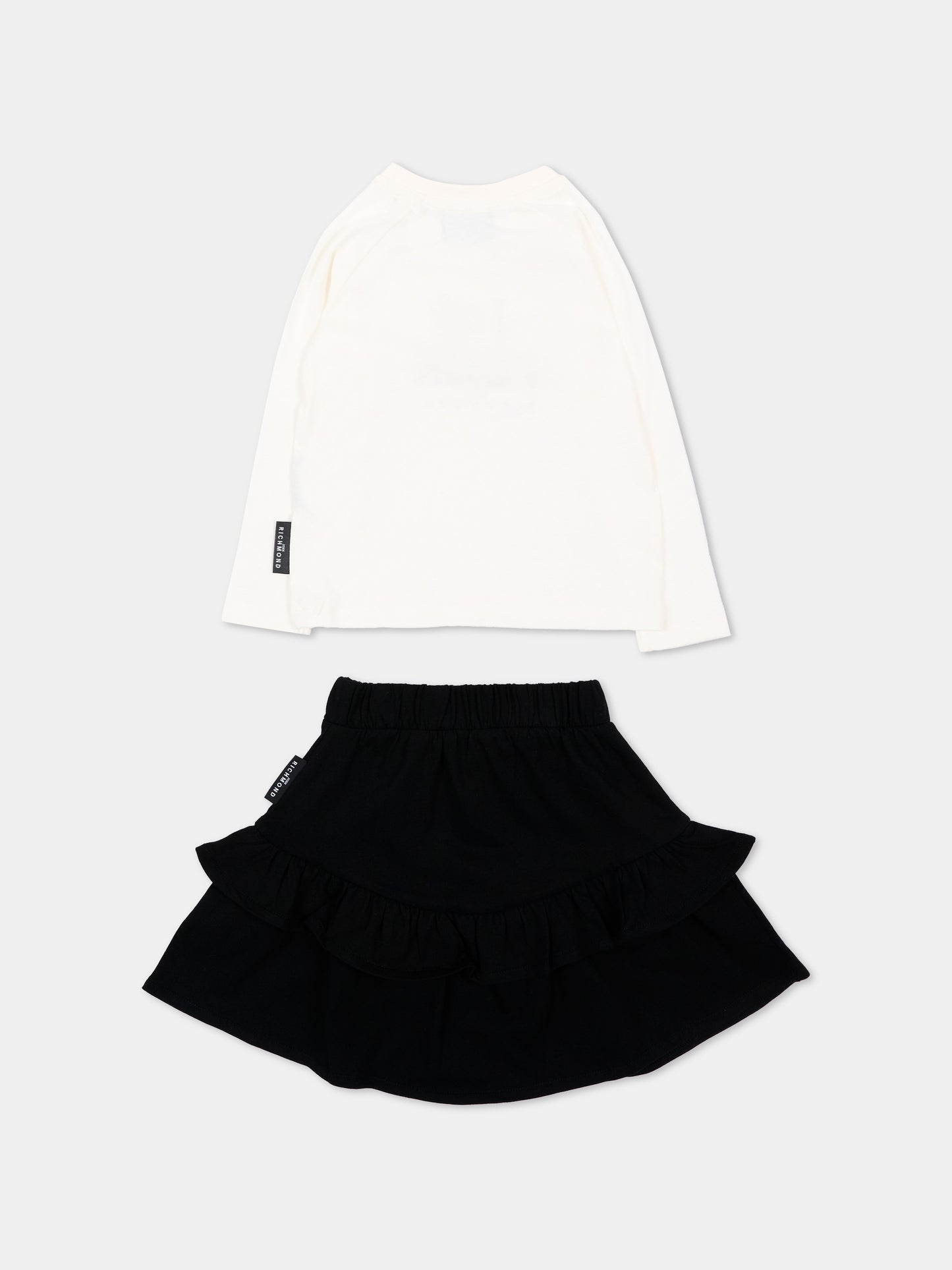 Completo sportivo avorio per neonata con logo,Richmond,RIA26134CJ O-WHT/BLK OFF-WHITE