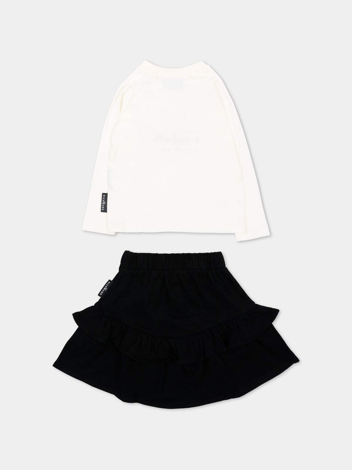 Completo sportivo avorio per neonata con logo,Richmond,RIA26134CJ O-WHT/BLK OFF-WHITE