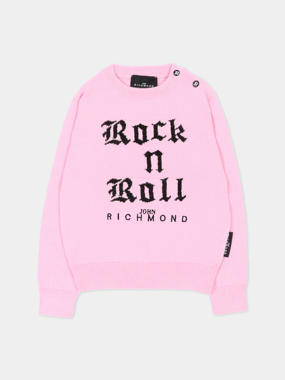 Maglione rosa per neonata con logo,Richmond,RIA26104MA PINK_BEG. PINK BEGONIA
