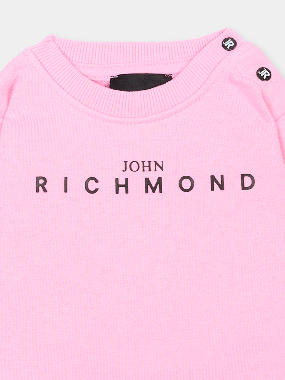 Felpa rosa per neonata con logo,Richmond,RIA26023FE PINK_BEG. PINK BEGONIA