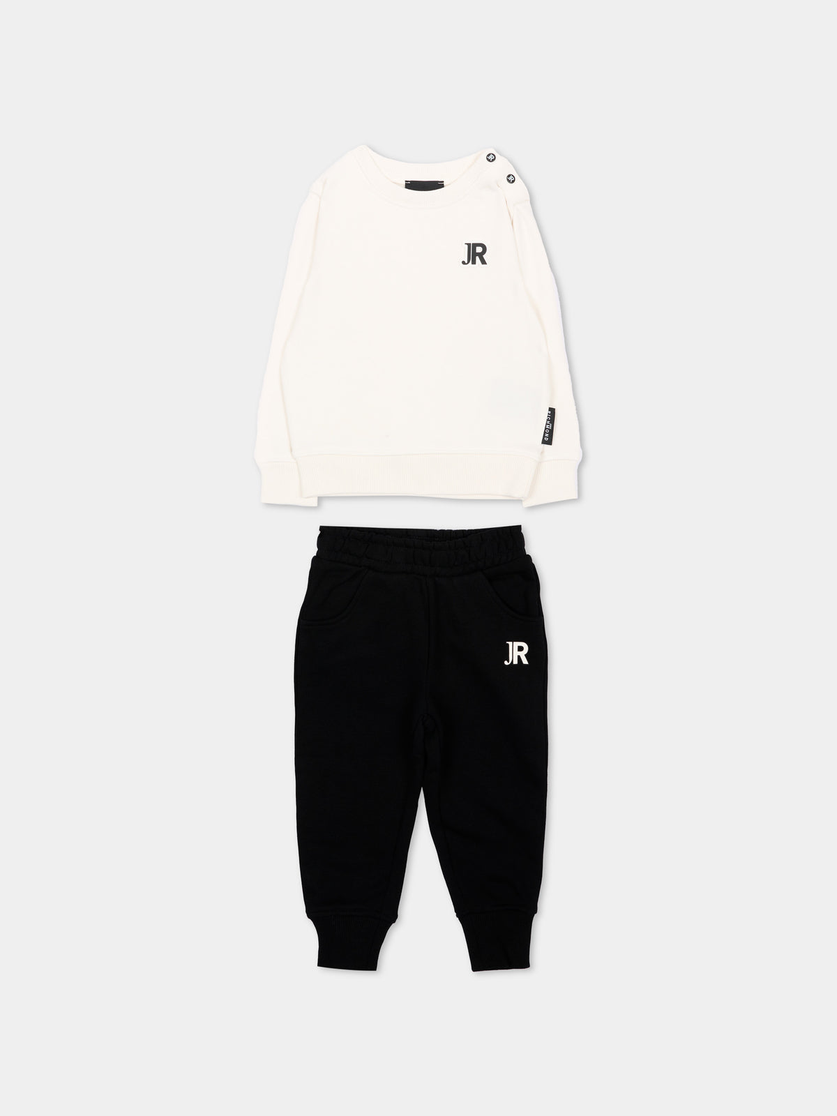 Completo sportivo avorio per neonato con logo,Richmond,RIA26011CF O-WHT/BLK OFF-WHITE