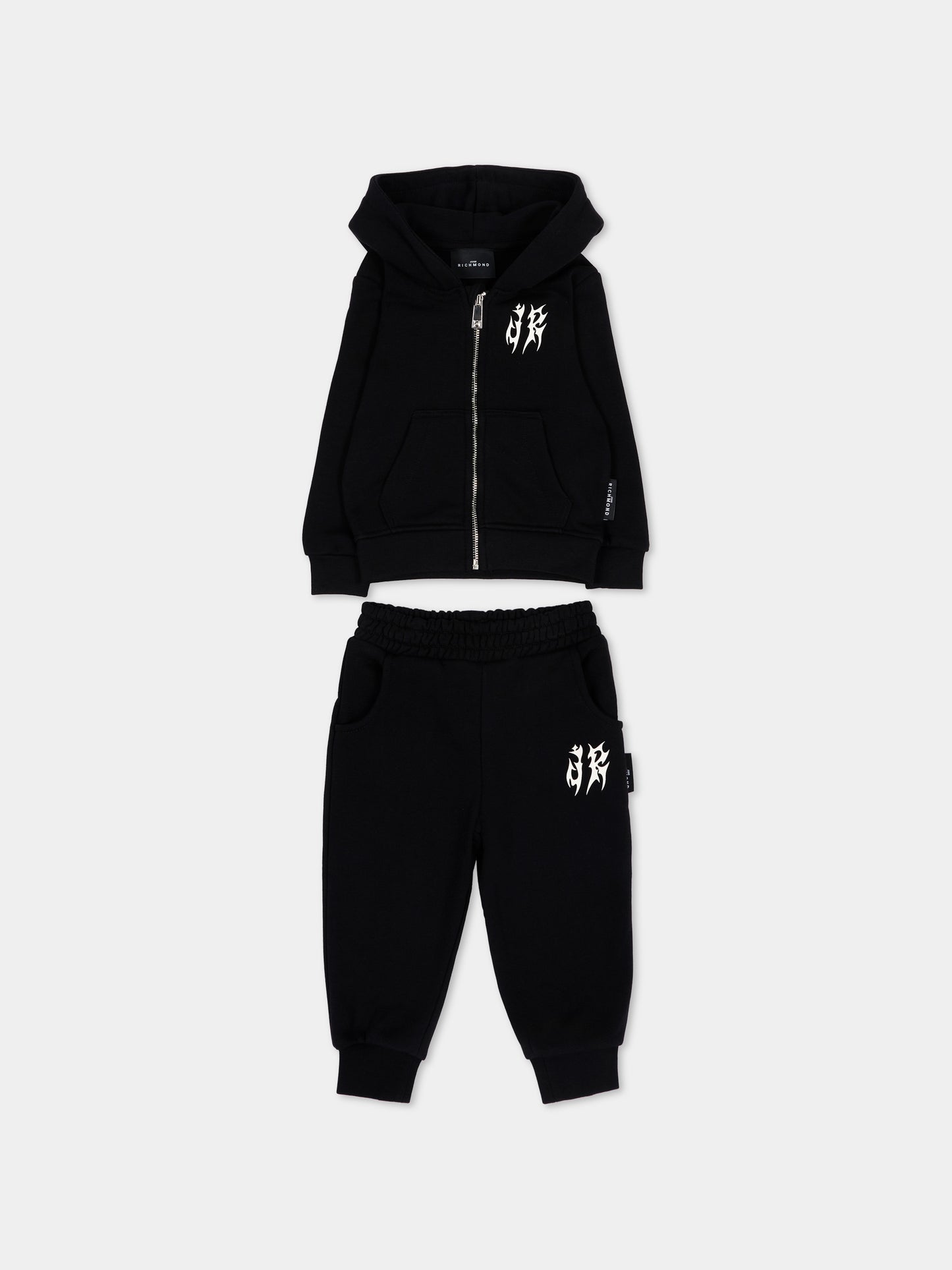 Completo sportivo nero per neonato con logo,Richmond,RIA26035CF BLACK/BLK BLACK