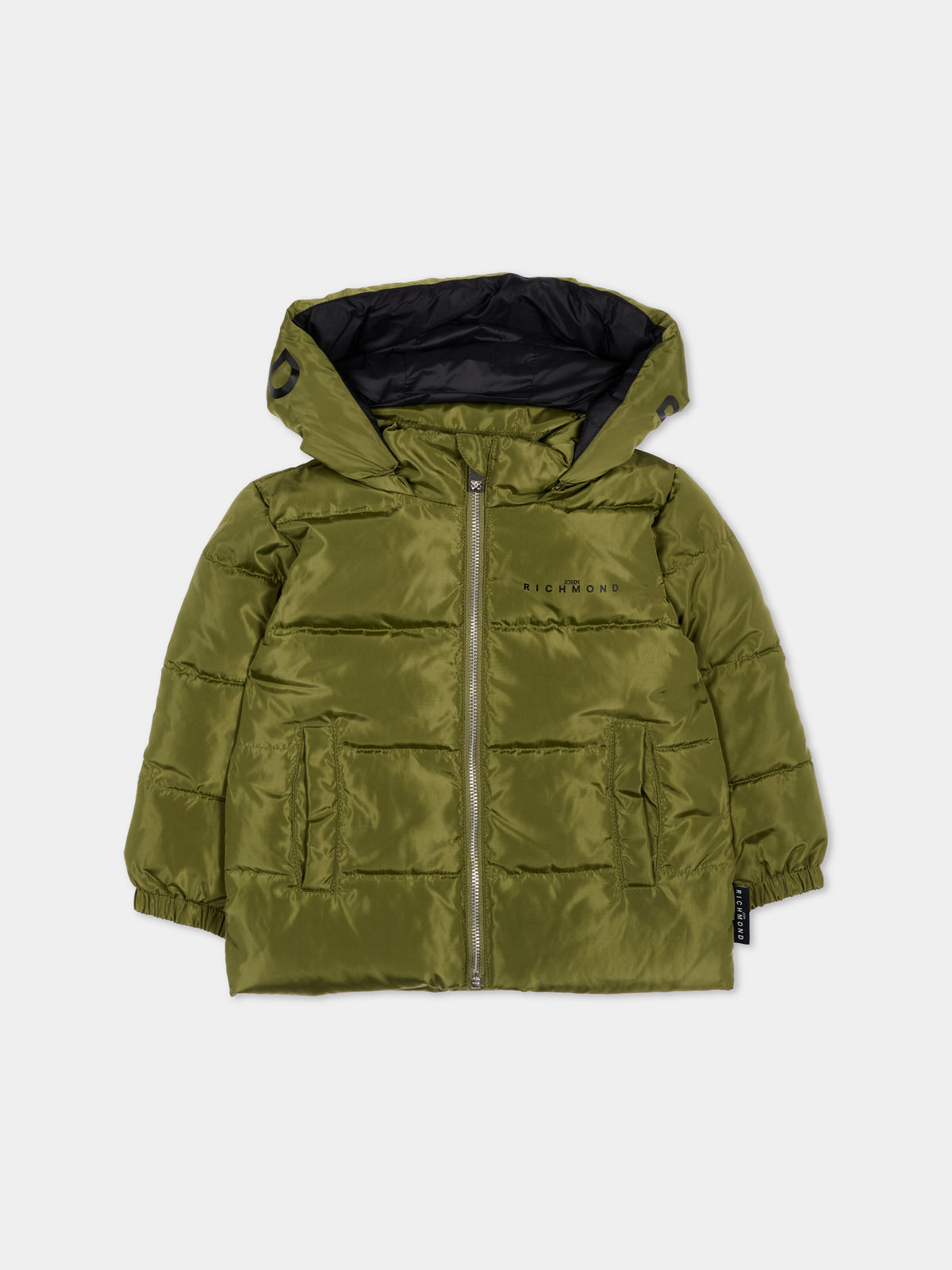 Piumino verde per neonato con logo,Richmond,RIA26007PI GREEN_MIL. GREEN MILITARY