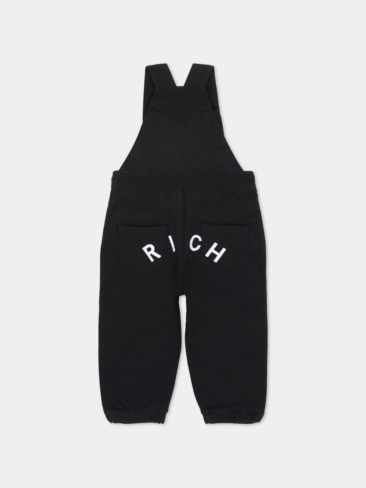 Salopette nera per neonato con logo,Richmond,RIA26117SA BLACK BLACK