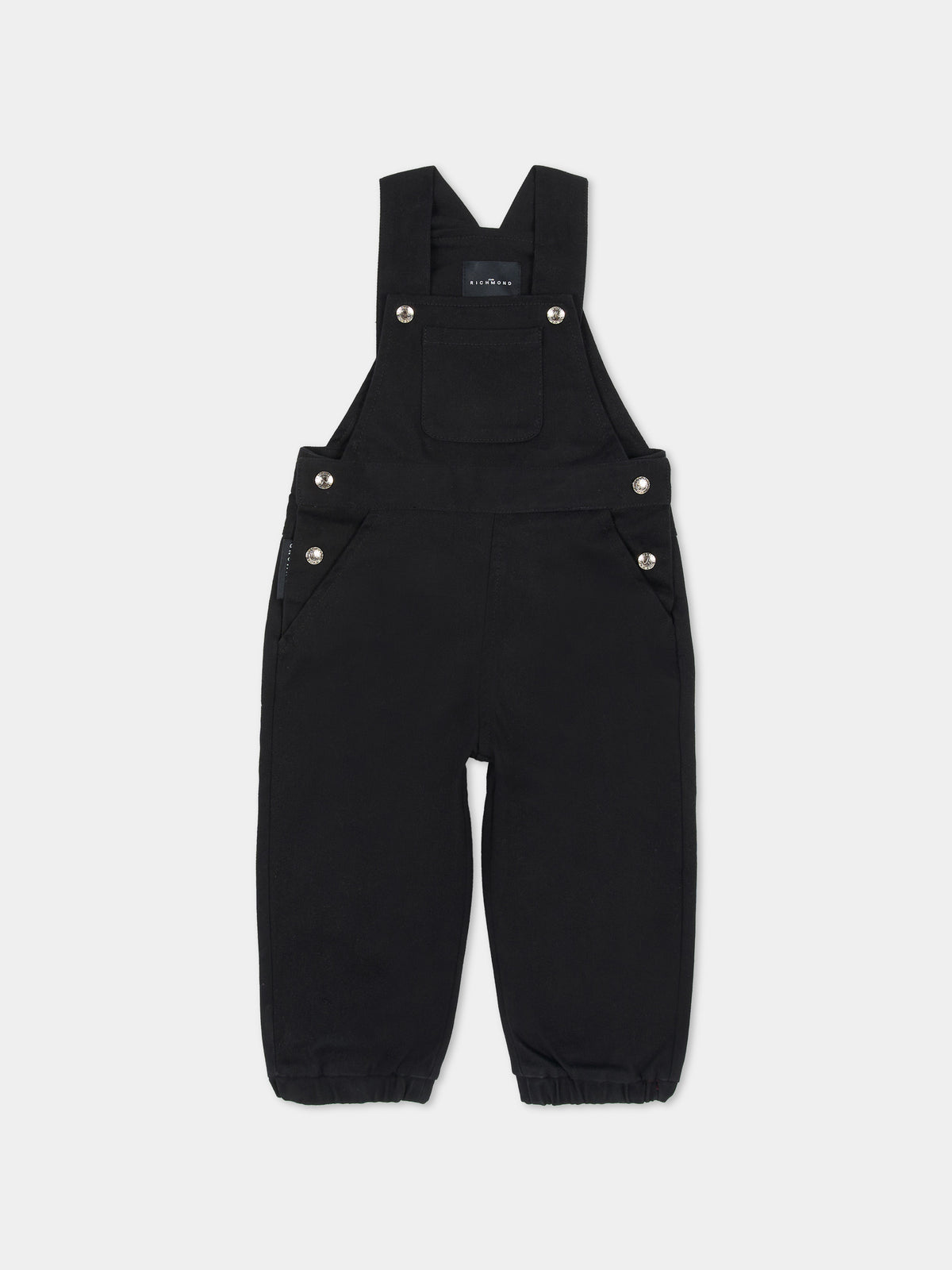 Salopette nera per neonato con logo,Richmond,RIA26117SA BLACK BLACK