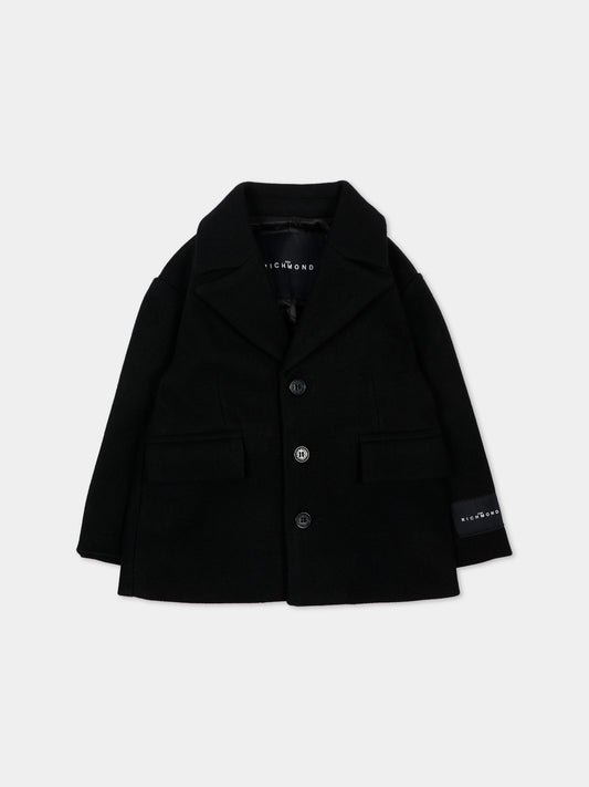 Cappotto nero per neonato con logo,Richmond,RIA26062CP BLACK BLACK
