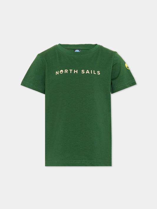 T-shirt a manica corta verde per bambino con logo,North Sails,NBA26058TS GREEN