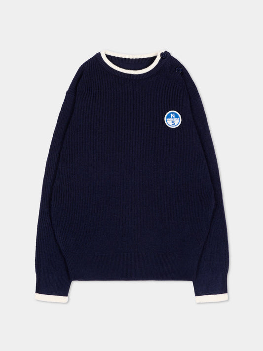 Maglione blu per neonato con patch logo,North Sails,NIA26021MA BLUE NAVY