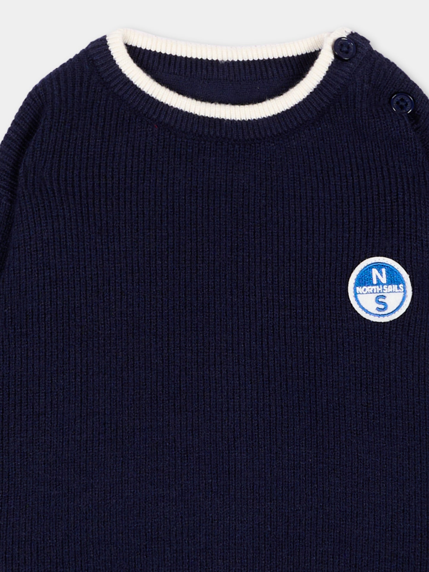 Maglione blu per neonato con patch logo,North Sails,NIA26021MA BLUE NAVY