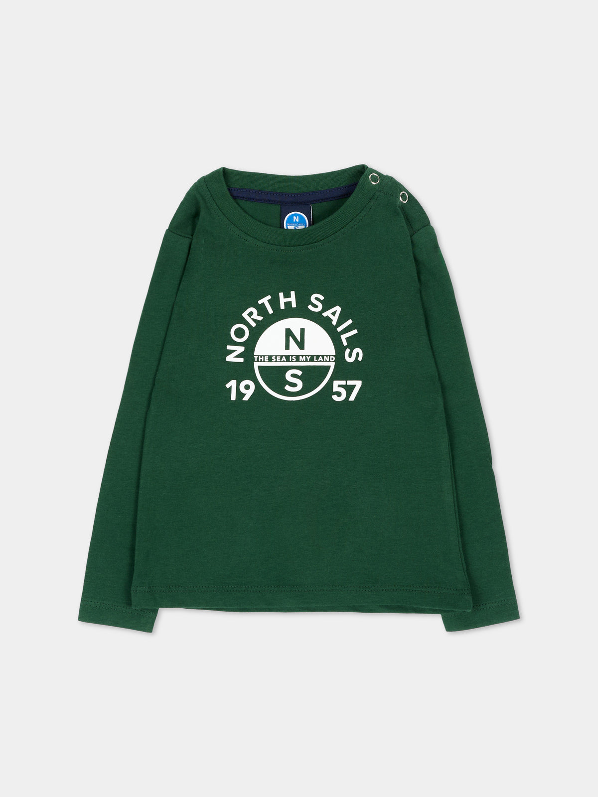 T-shirt a manica lunga verde per neonato,North Sails,NIA26008TS GREEN