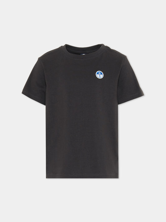 T-shirt a manica corta grigia per bambino con logo,North Sails,NBA26091TS PHANTOM