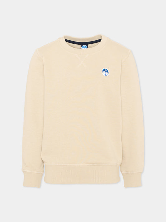 Felpa girocollo beige per bambino con logo,North Sails,NBA26079FE WINTER ROPE
