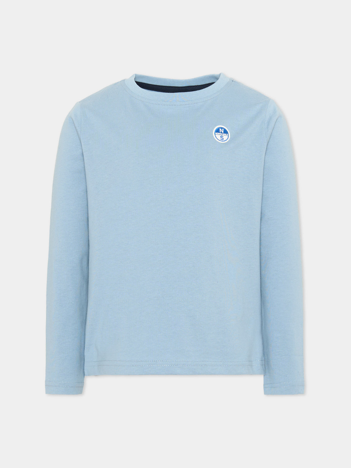 T-shirt a manica lunga azzurra per bambino con logo,North Sails,NBA26089TS BLUE STEEL