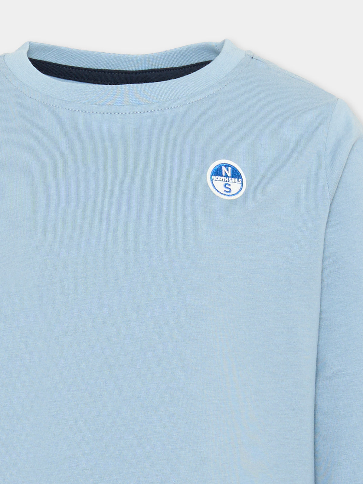T-shirt a manica lunga azzurra per bambino con logo,North Sails,NBA26089TS BLUE STEEL