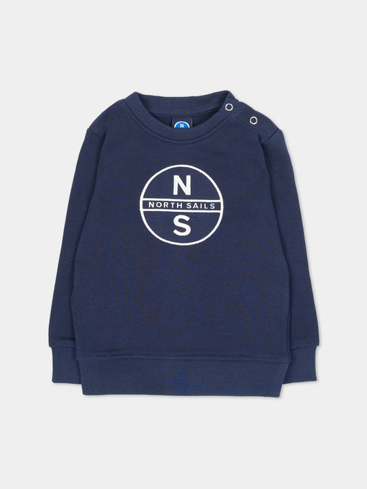 Felpa girocollo blu per neonato con logo,North Sails,NIA26016FE BLUE NAVY
