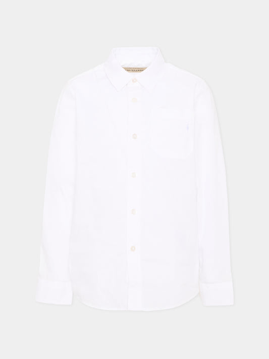 Camicia bianca per bambino con logo,Trussardi Junior,TBA26031CA WHITE WHITE