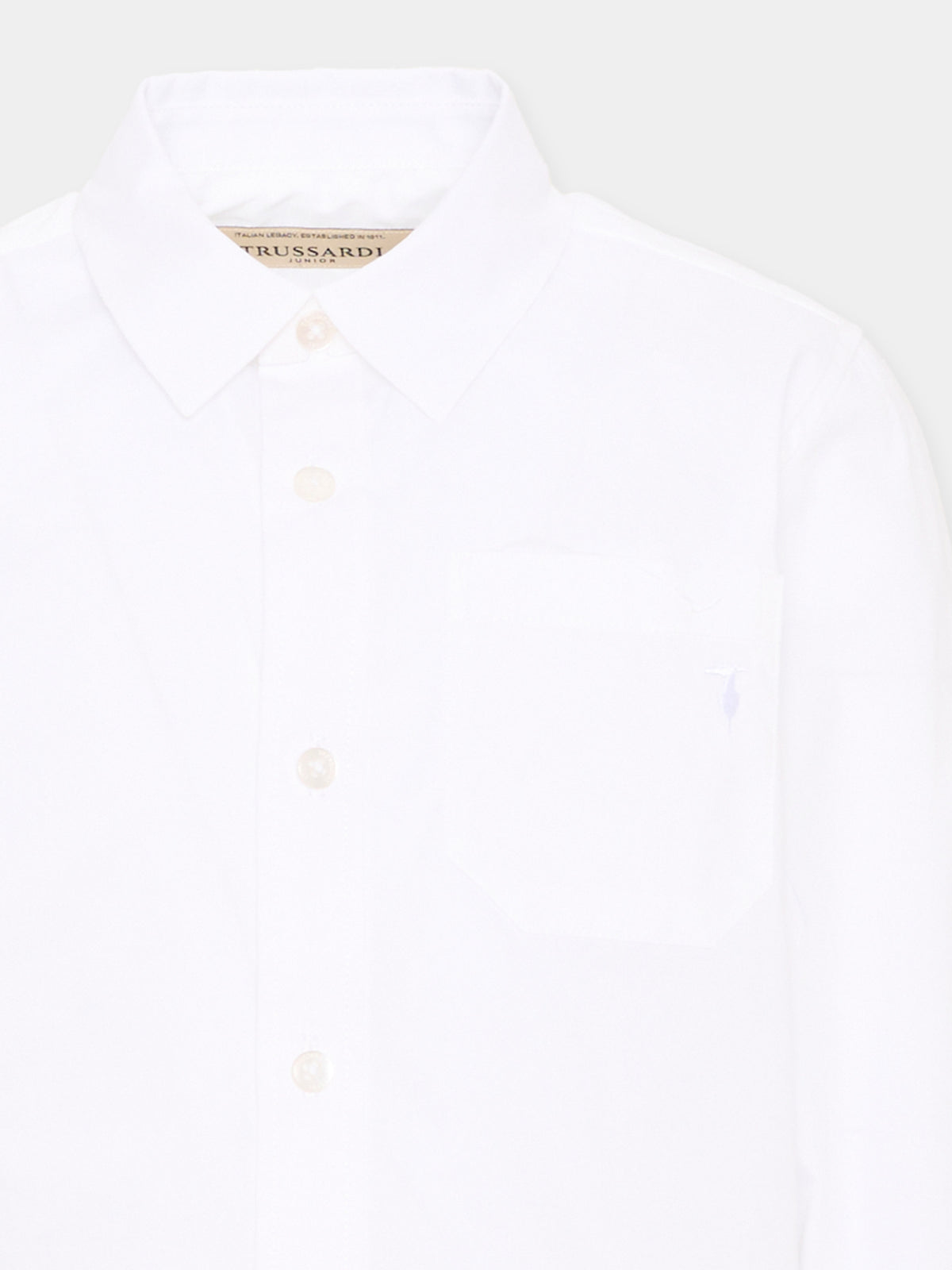 Camicia bianca per bambino con logo,Trussardi Junior,TBA26031CA WHITE WHITE