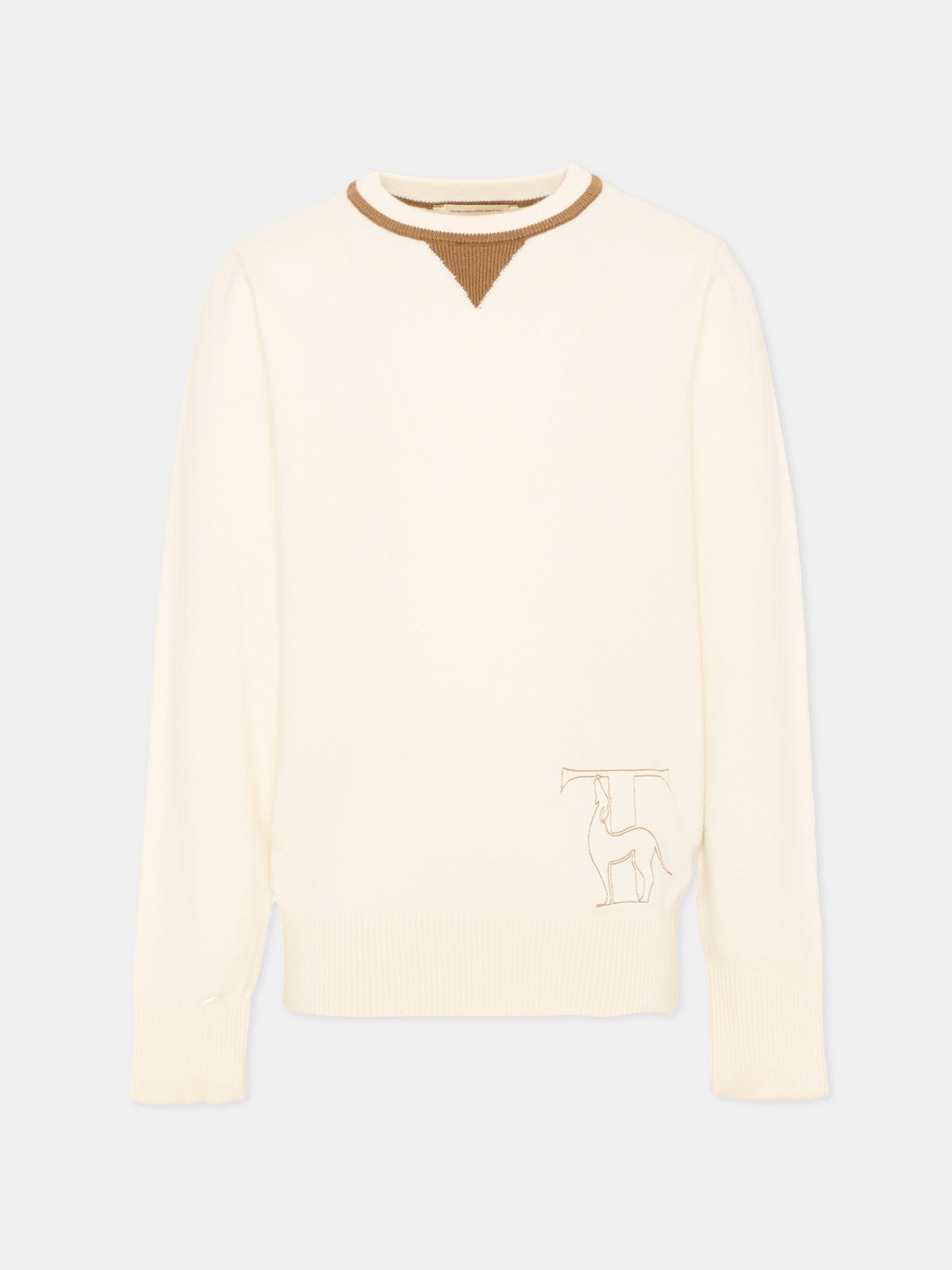 Maglione avorio per bambino con logo,Trussardi Junior,TBA26038MA O-WHITE/C. OFF-WHITE