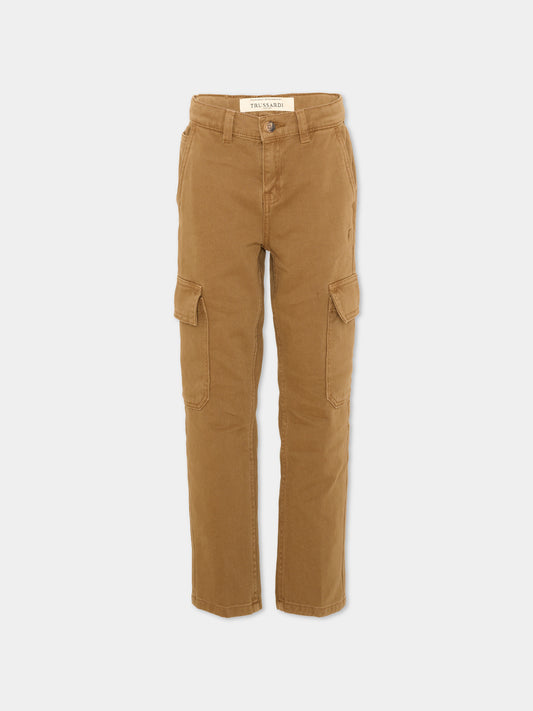 Pantalone marrone per bambino cargo,Trussardi Junior,TBA26036PA BROWN BROWN
