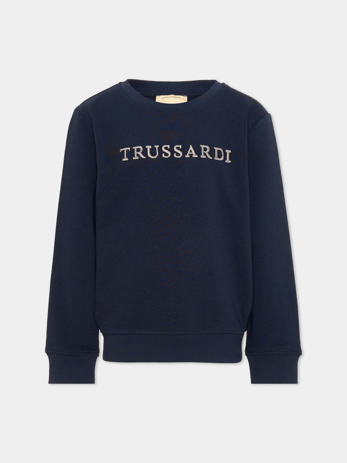 Felpa girocollo blu per bambino con logo,Trussardi Junior,TBA26014FE BLUE_NAVAL BLUE NAVAL