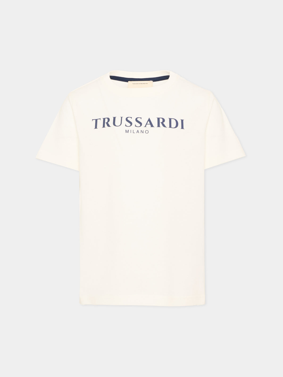 T-Shirt avorio per bambino con logo,Trussardi Junior,TBA26008TS OFF-WHITE OFF-WHITE