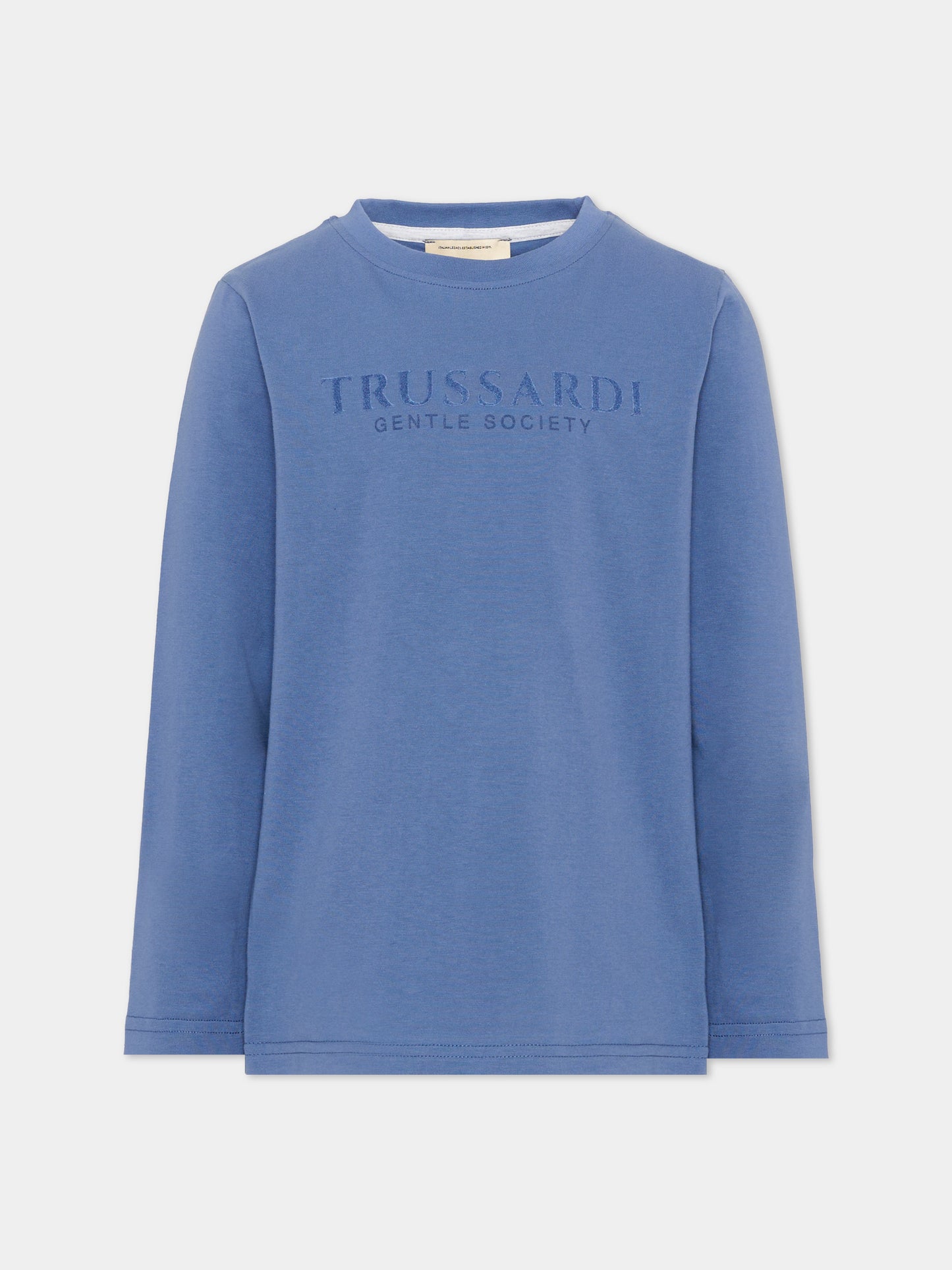 T-Shirt blu per bambino con logo,Trussardi Junior,TBA26007TS AVIO AVIO
