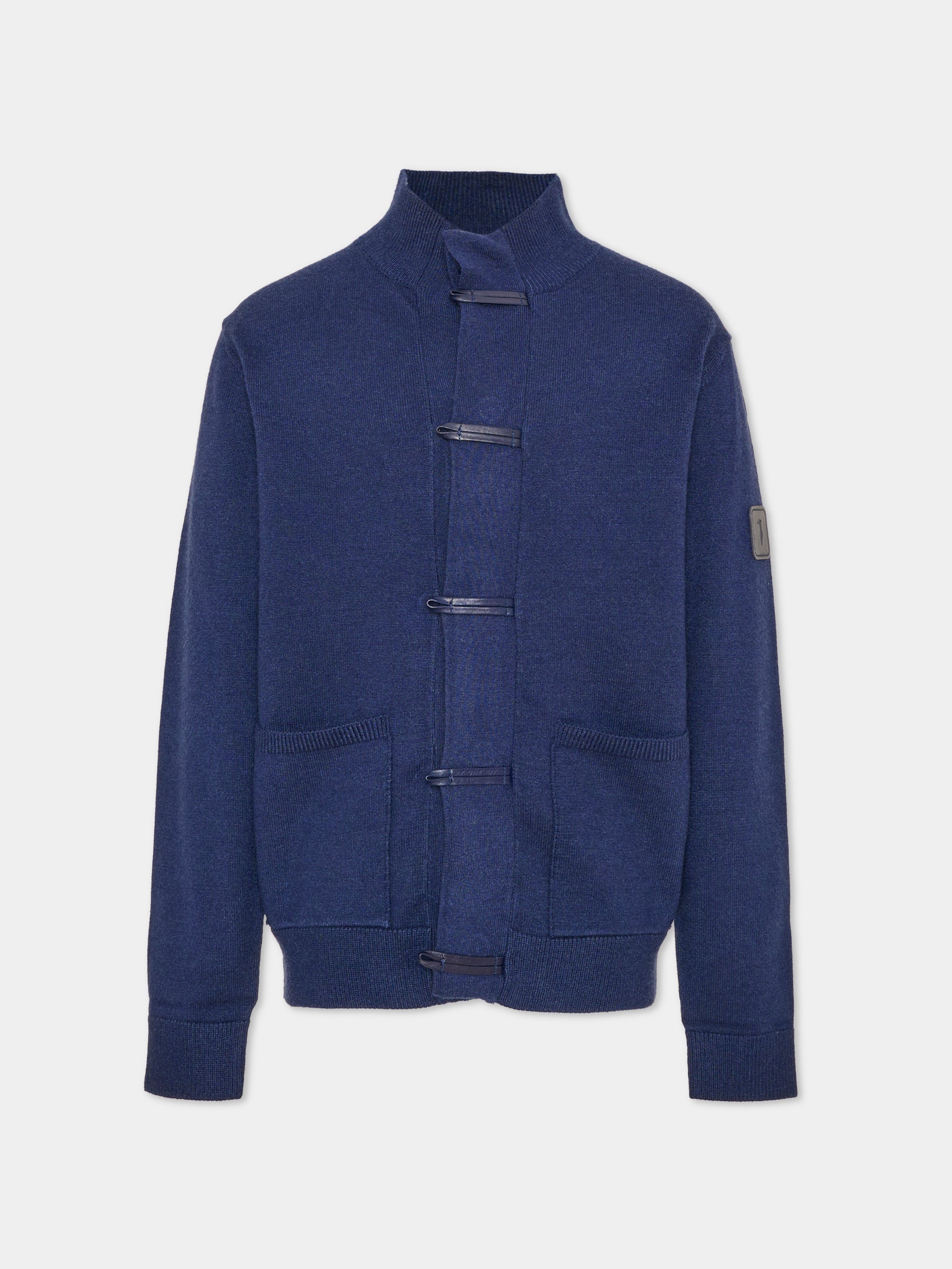 Cardigan blu per bambino con alamari,Trussardi Junior,TBA26013MA BLUE_NAVAL BLUE NAVAL