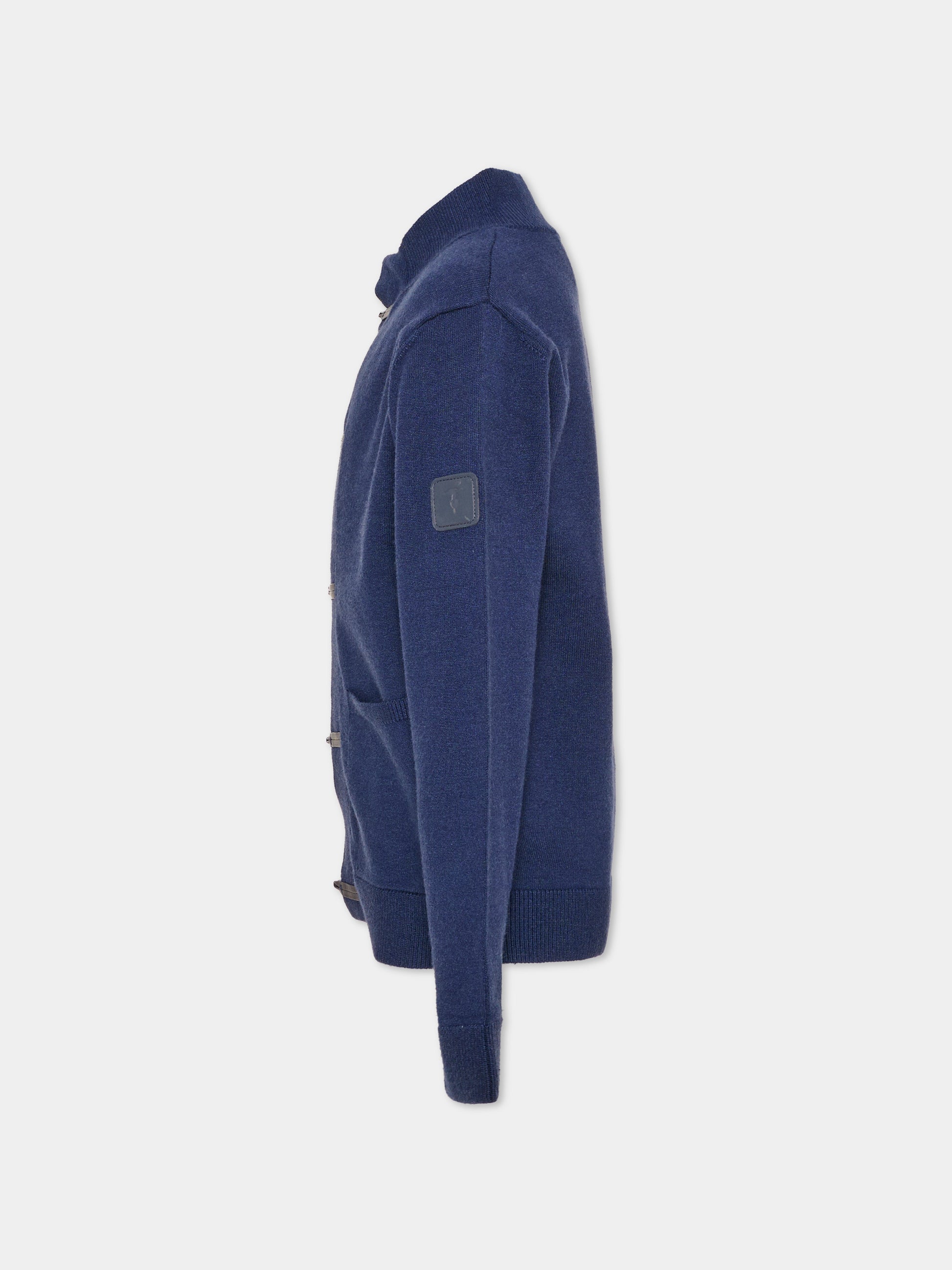 Cardigan blu per bambino con alamari,Trussardi Junior,TBA26013MA BLUE_NAVAL BLUE NAVAL