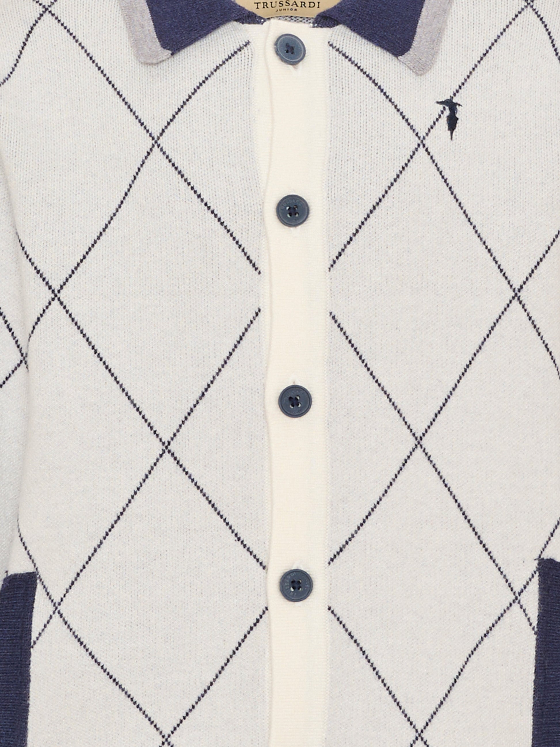 Cardigan avorio per bambino a rombi,Trussardi Junior,TBA26028CD O-WHT/BL.N OFF-WHITE