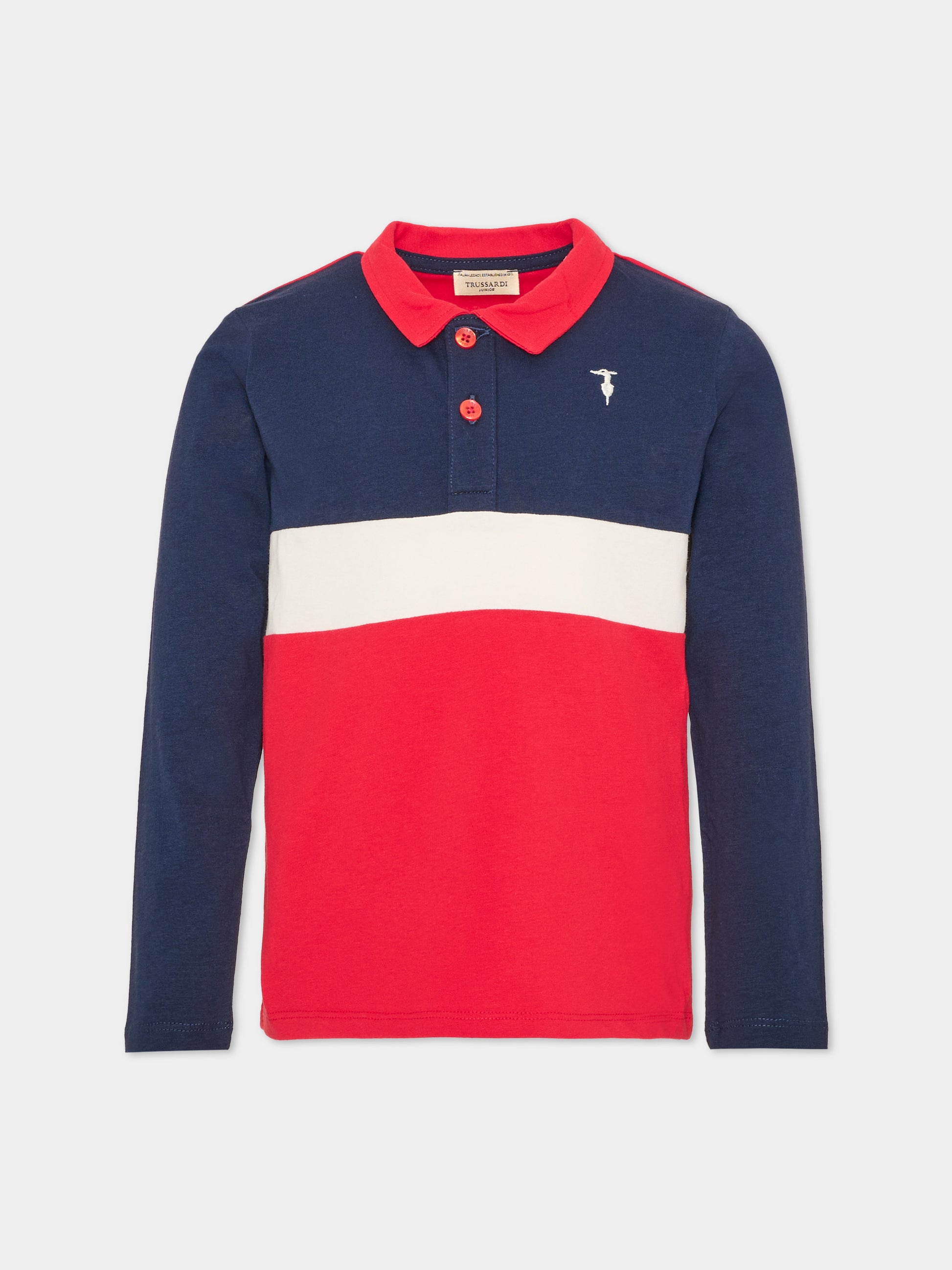 Polo a manica lunga rossa per bambino,Trussardi Junior,TIA26053PO RED_C/B/OW RED CHERRY