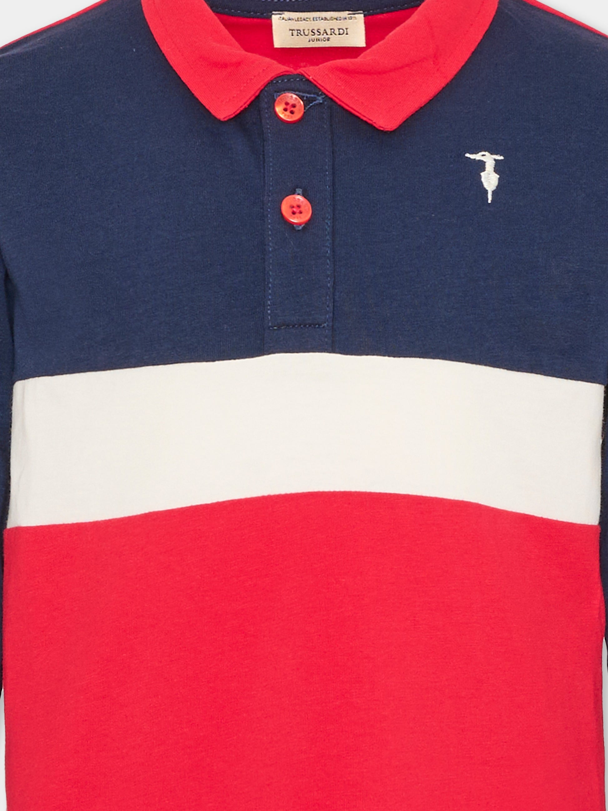 Polo a manica lunga rossa per bambino,Trussardi Junior,TIA26053PO RED_C/B/OW RED CHERRY