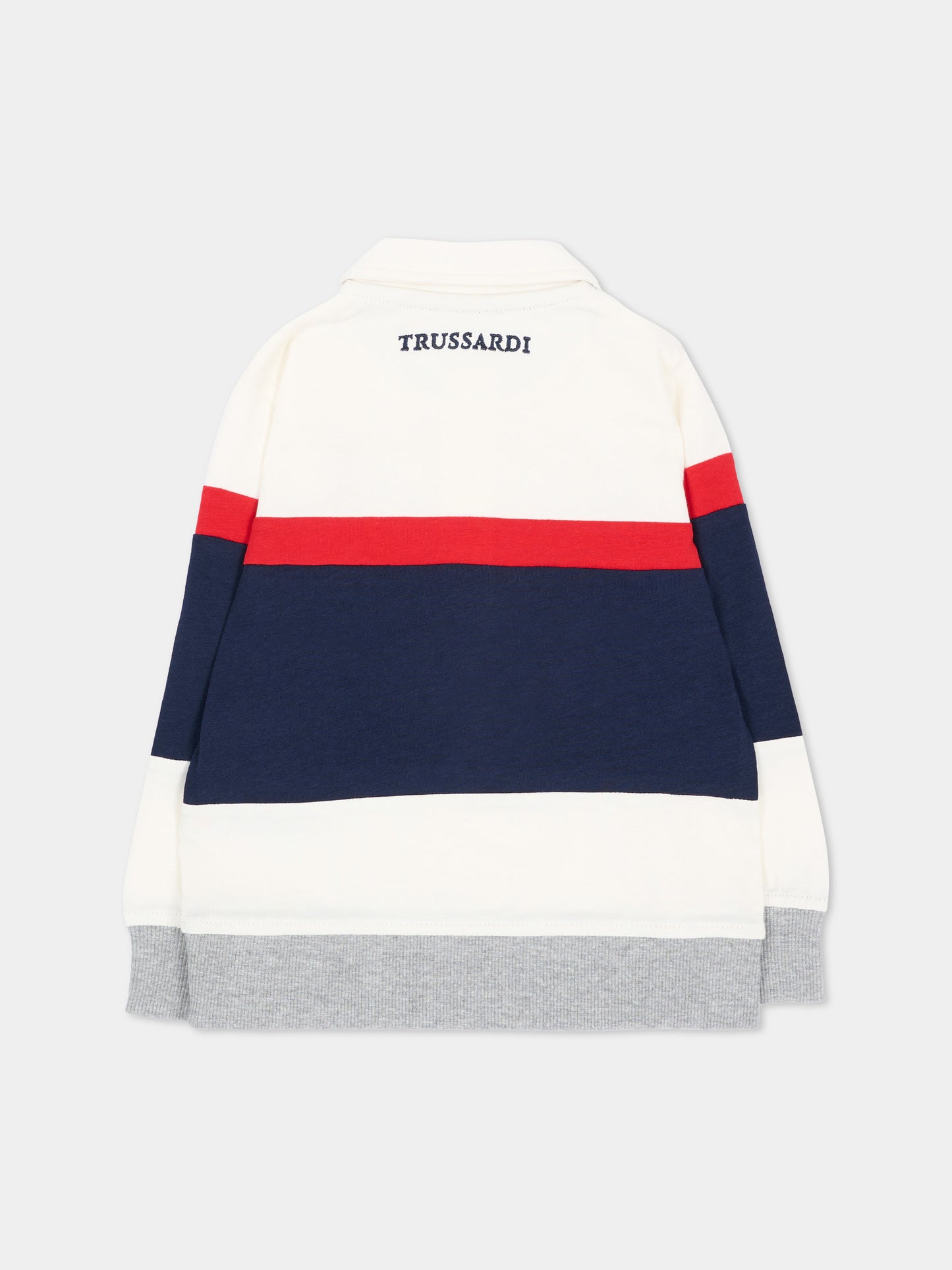 Polo a manica lunga avorio per neonato con levriero,Trussardi Junior,TIA26035PO O-WHT/RC/B OFF-WHITE