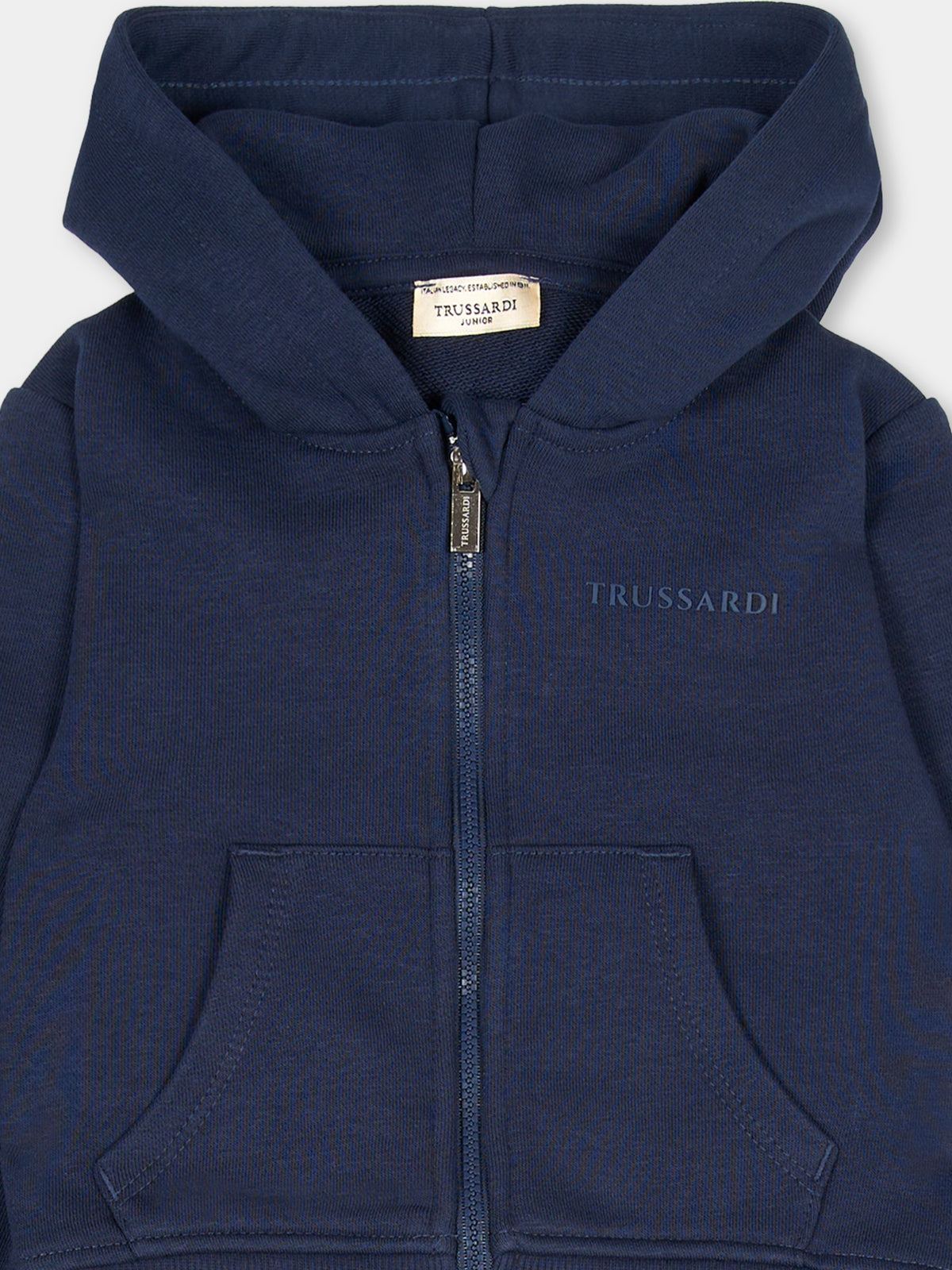 Completo sportivo lungo blu con logo per neonato,Trussardi Junior,TIA26015CF BLUE_N/B.N BLUE NAVAL