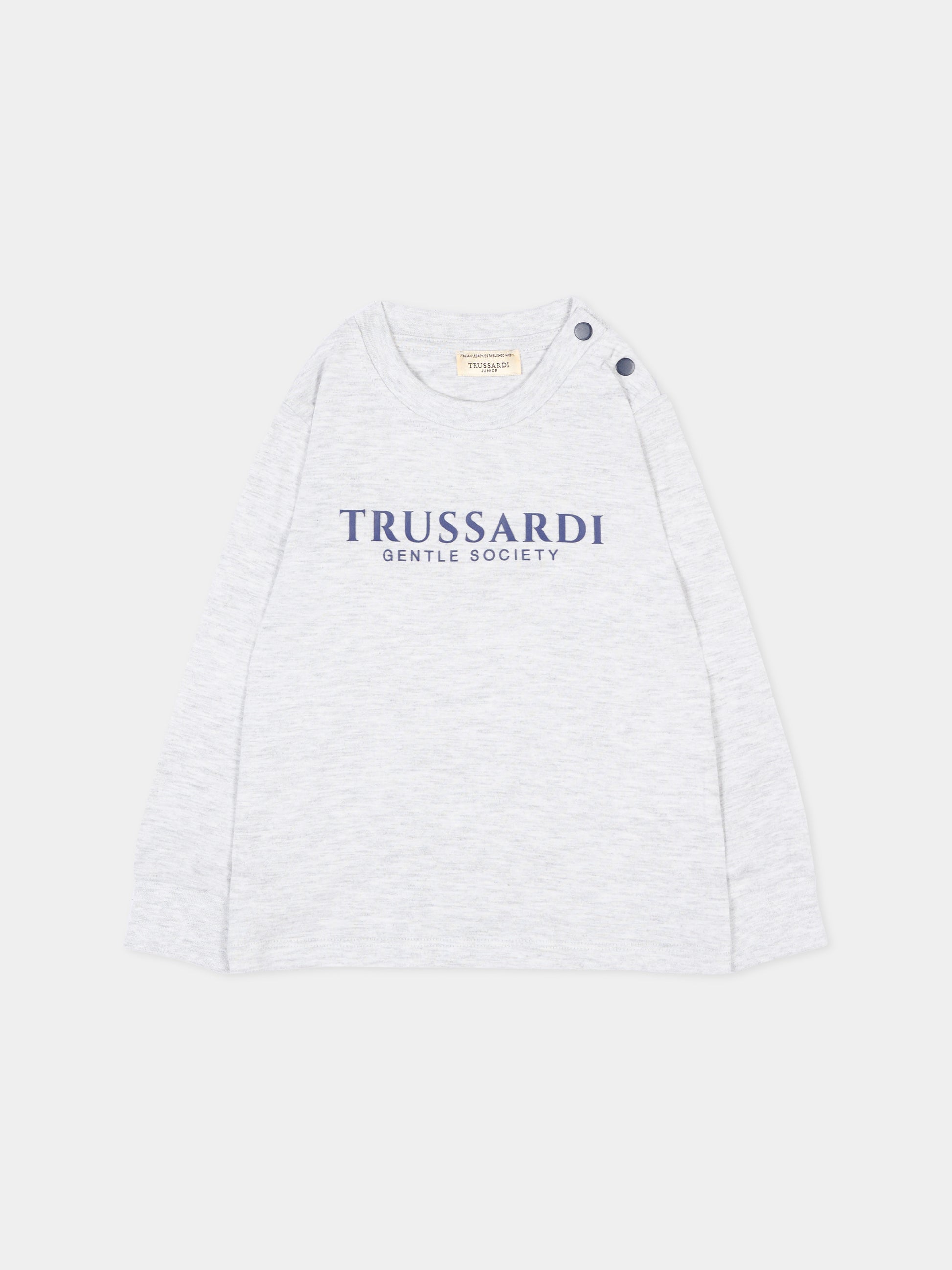T-Shirt grigia per neonato con logo,Trussardi Junior,TIA26041TS GREY_LM/BN GREY LIGHT MELANGE