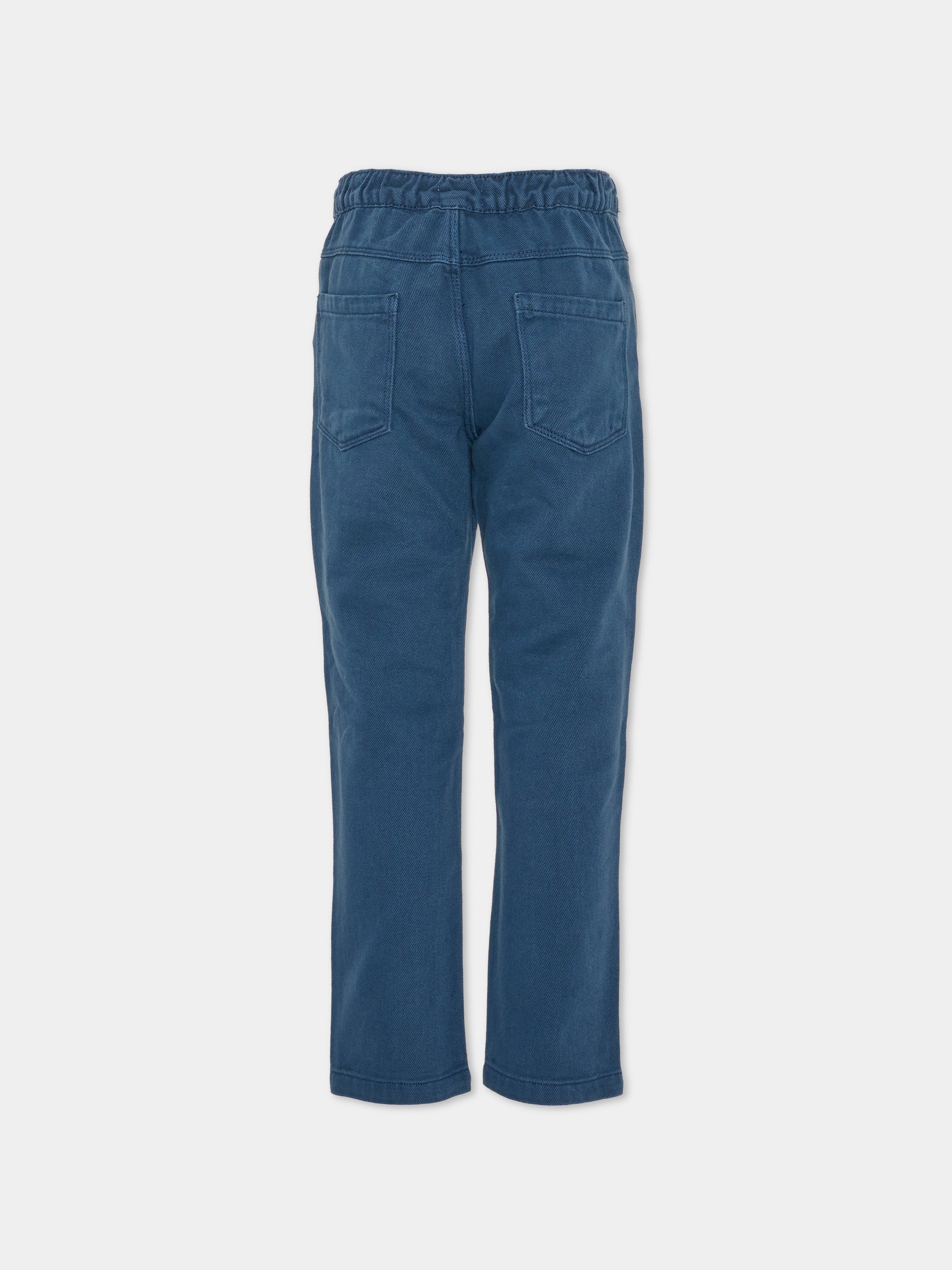 Pantalone blu per bambino con ricamo,Trussardi Junior,TIA26009PA BLUE_NAVAL BLUE NAVAL