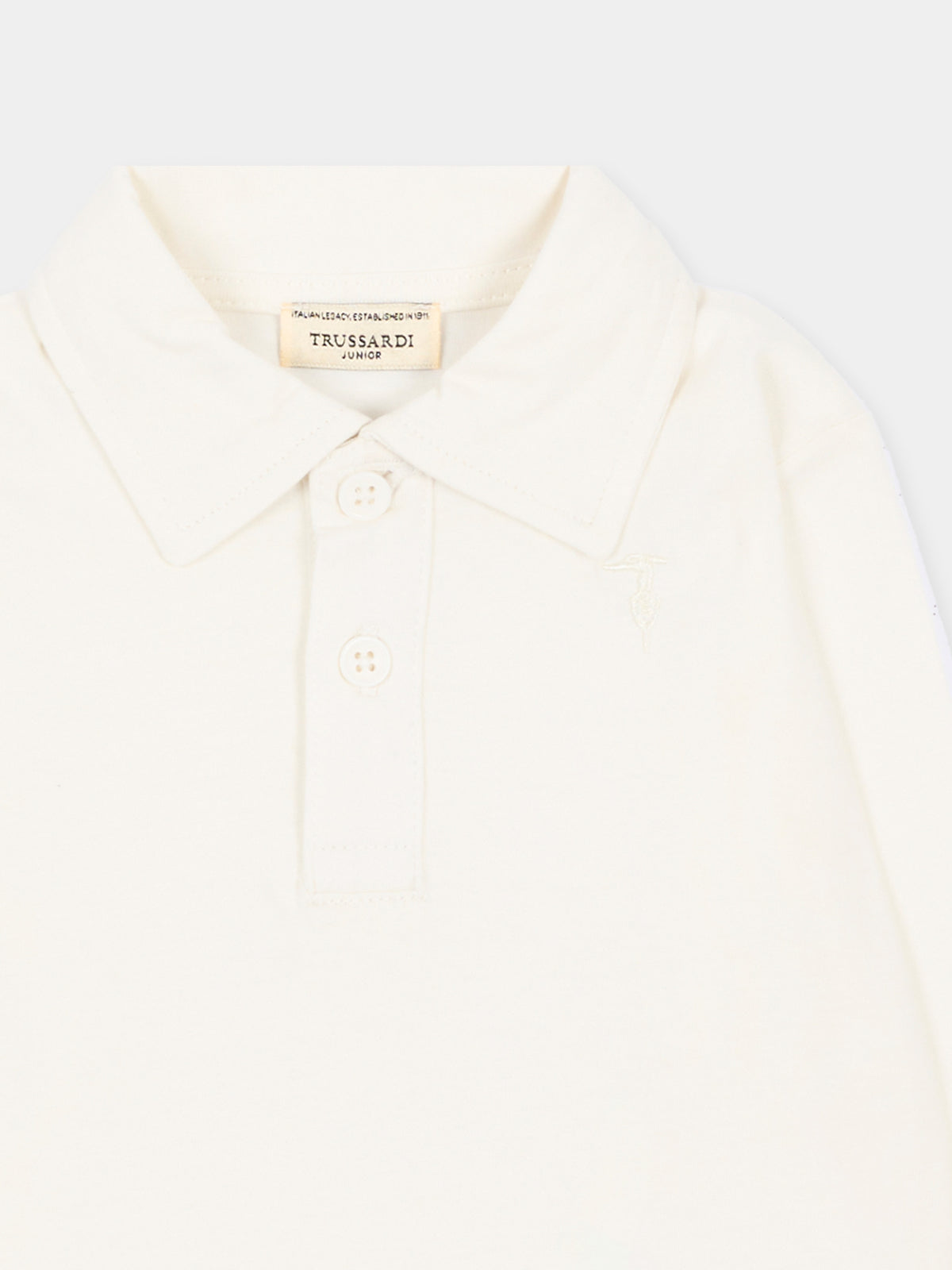 Polo a manica lunga avorio per neonato con ricamo,Trussardi Junior,TIA26018PO OFF-WHITE OFF-WHITE