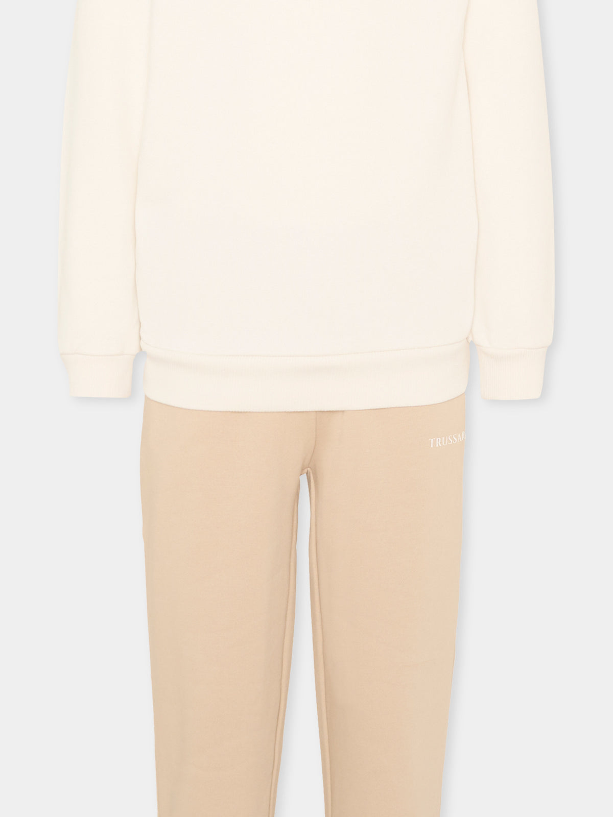 Completo sportivo beige per bambino con logo,Trussardi Junior,TIA26007CF O-WHT/KHAK OFF-WHITE