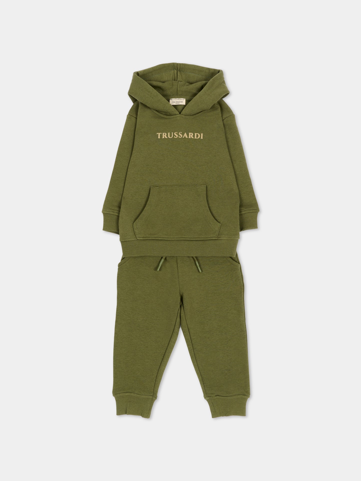 Completo sportivo lungo verde per neonato con logo,Trussardi Junior,TIA26102CF CYPRESS/CY CYPRESS