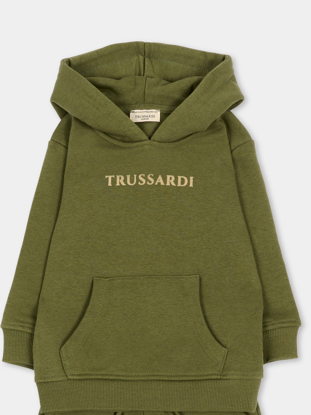 Completo sportivo lungo verde per neonato con logo,Trussardi Junior,TIA26102CF CYPRESS/CY CYPRESS
