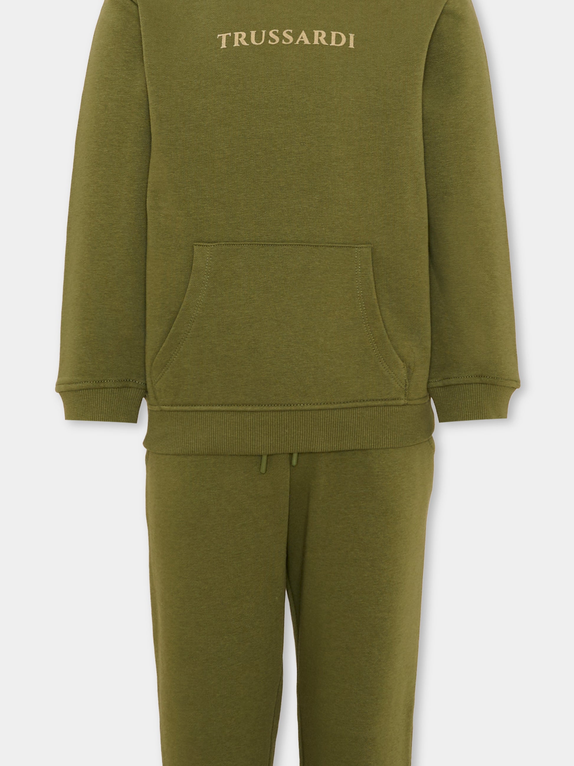 Completo sportivo lungo verde per bambino con logo,Trussardi Junior,TIA26102CF CYPRESS/CY CYPRESS