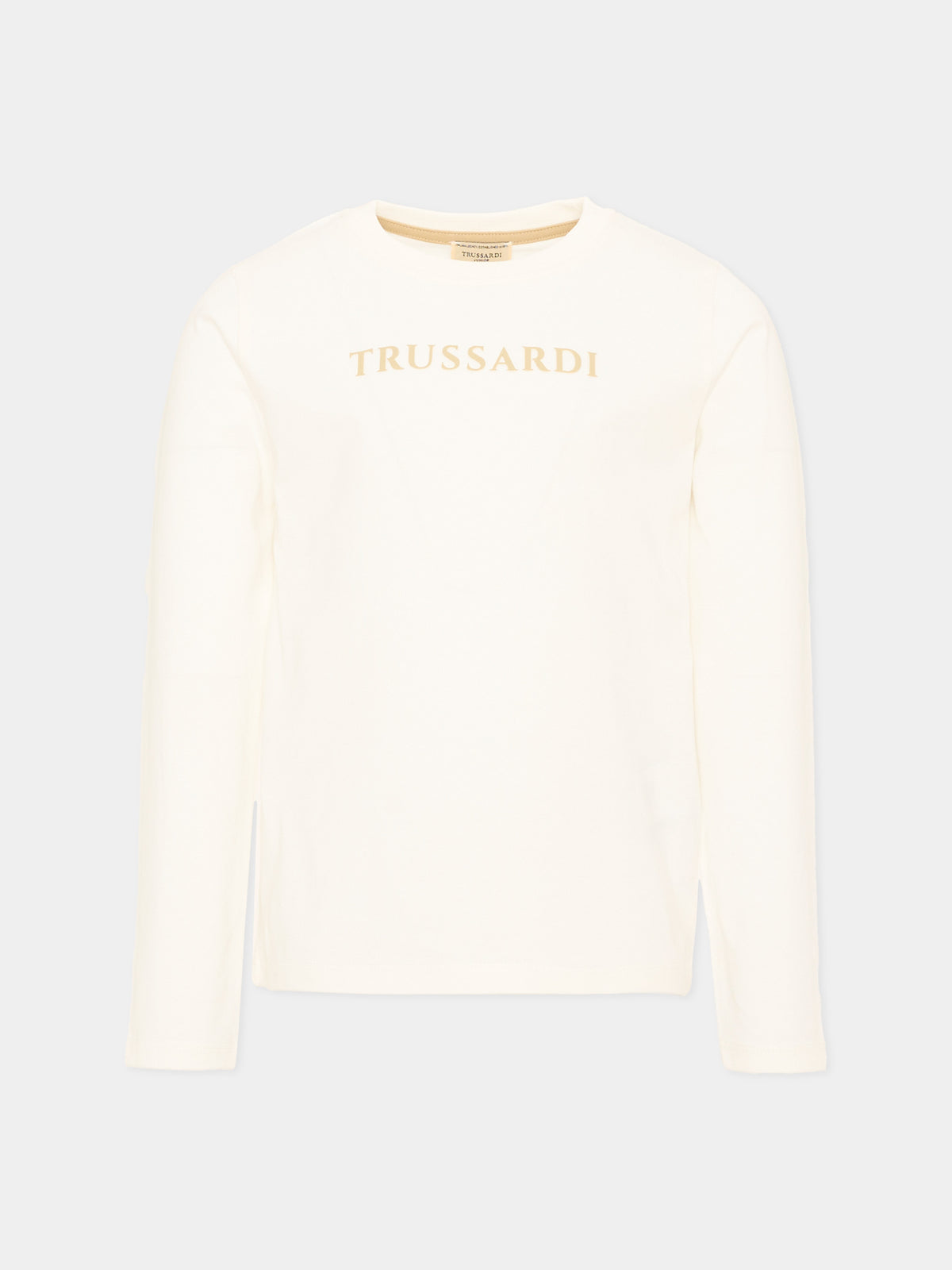T-Shirt a manica lunga avorio per bambino con logo,Trussardi Junior,TIA26004TS OFF-WHITE OFF-WHITE