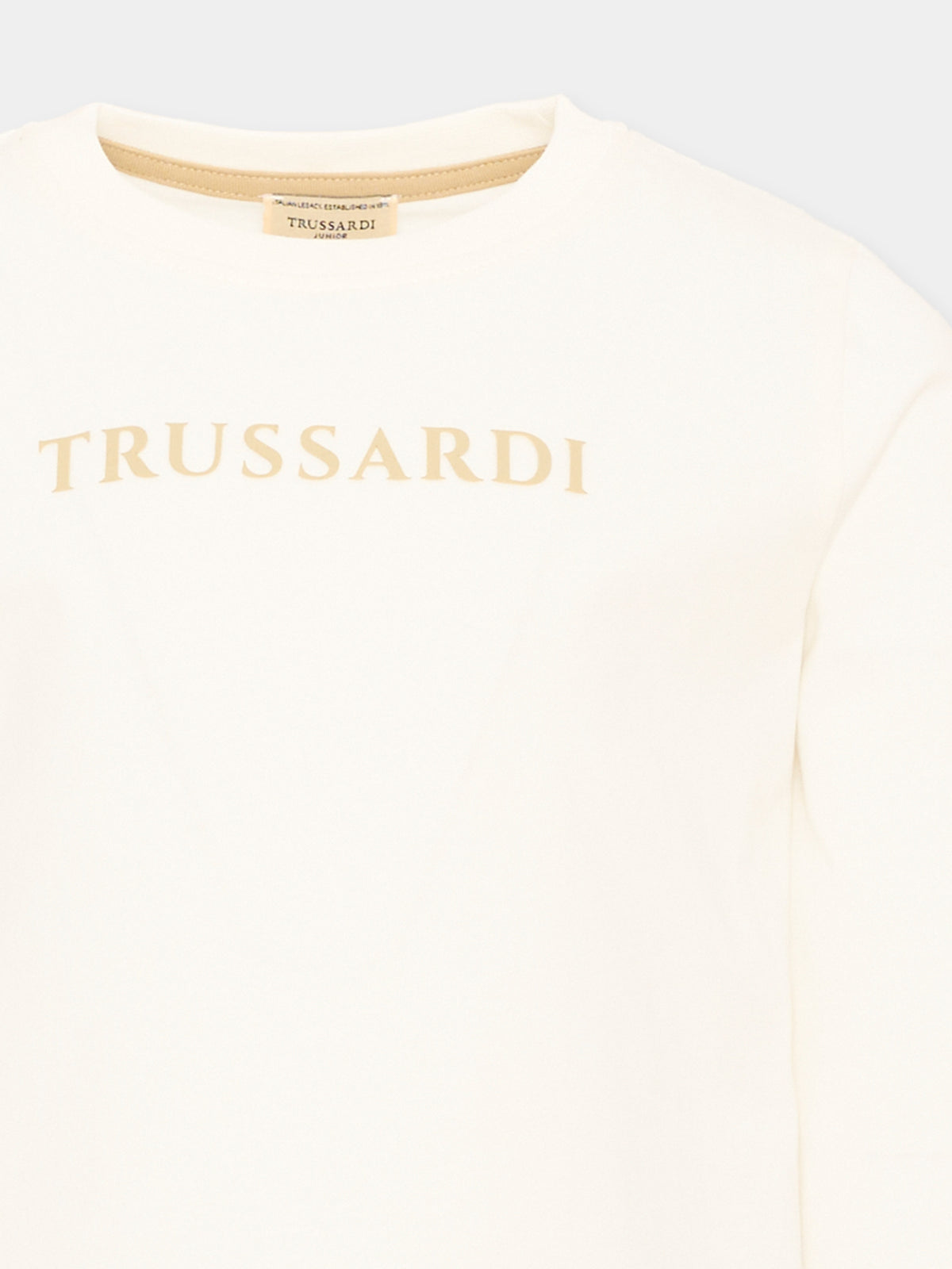 T-Shirt a manica lunga avorio per bambino con logo,Trussardi Junior,TIA26004TS OFF-WHITE OFF-WHITE