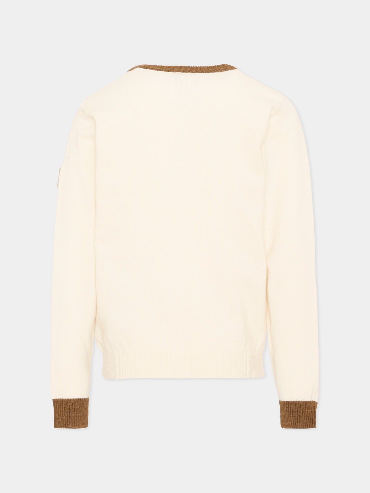Cardigan avorio per bambino con logo,Trussardi Junior,TIA26111CD O-WHT/BR/K OFF-WHITE