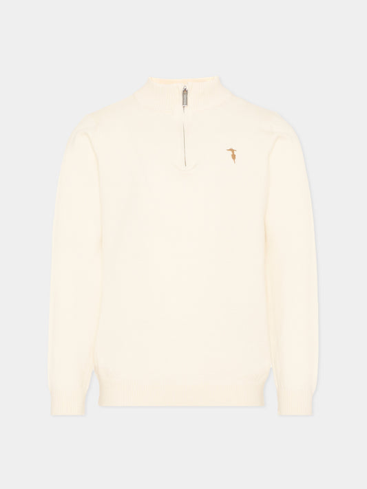 Maglione avorio per bambino con levriero,Trussardi Junior,TIA26116MA OFF-WHITE OFF-WHITE