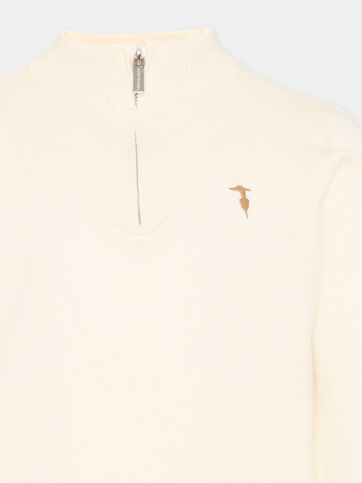 Maglione avorio per bambino con levriero,Trussardi Junior,TIA26116MA OFF-WHITE OFF-WHITE