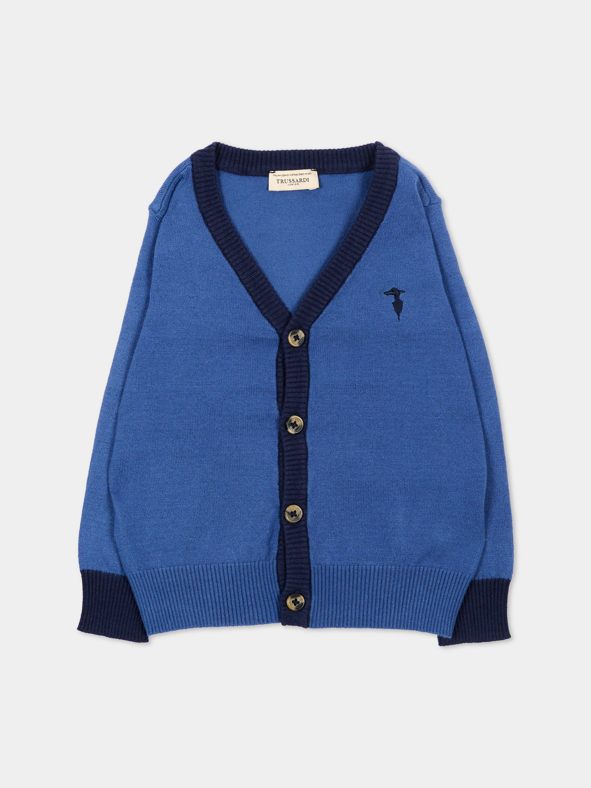 Cardigan blu per neonato con logo,Trussardi Junior,TIA26071CD AVIO/BL.N. AVIO