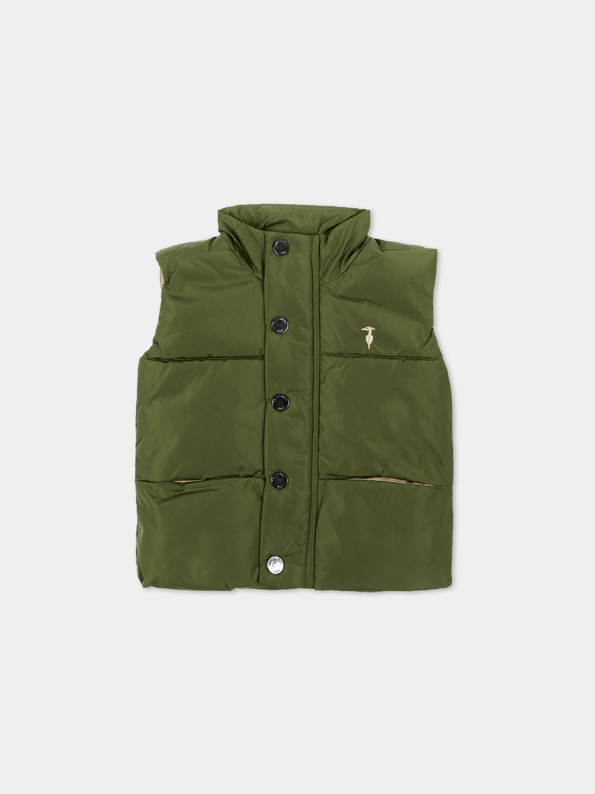 Gilet verde per neonato con logo,Trussardi Junior,TIA26081PI CYPRESS CYPRESS