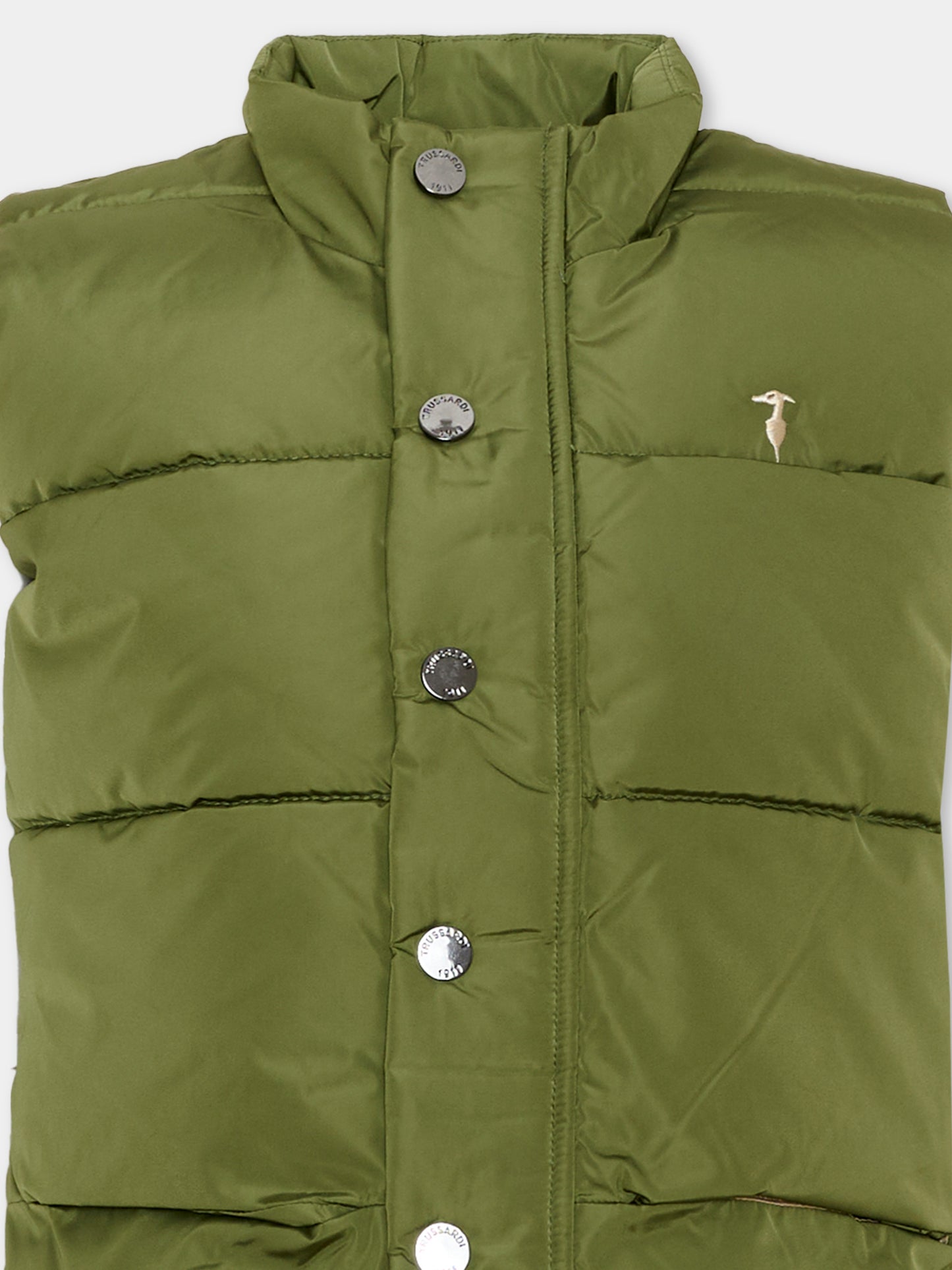 Gilet verde per bambino con logo,Trussardi Junior,TIA26081PI CYPRESS CYPRESS