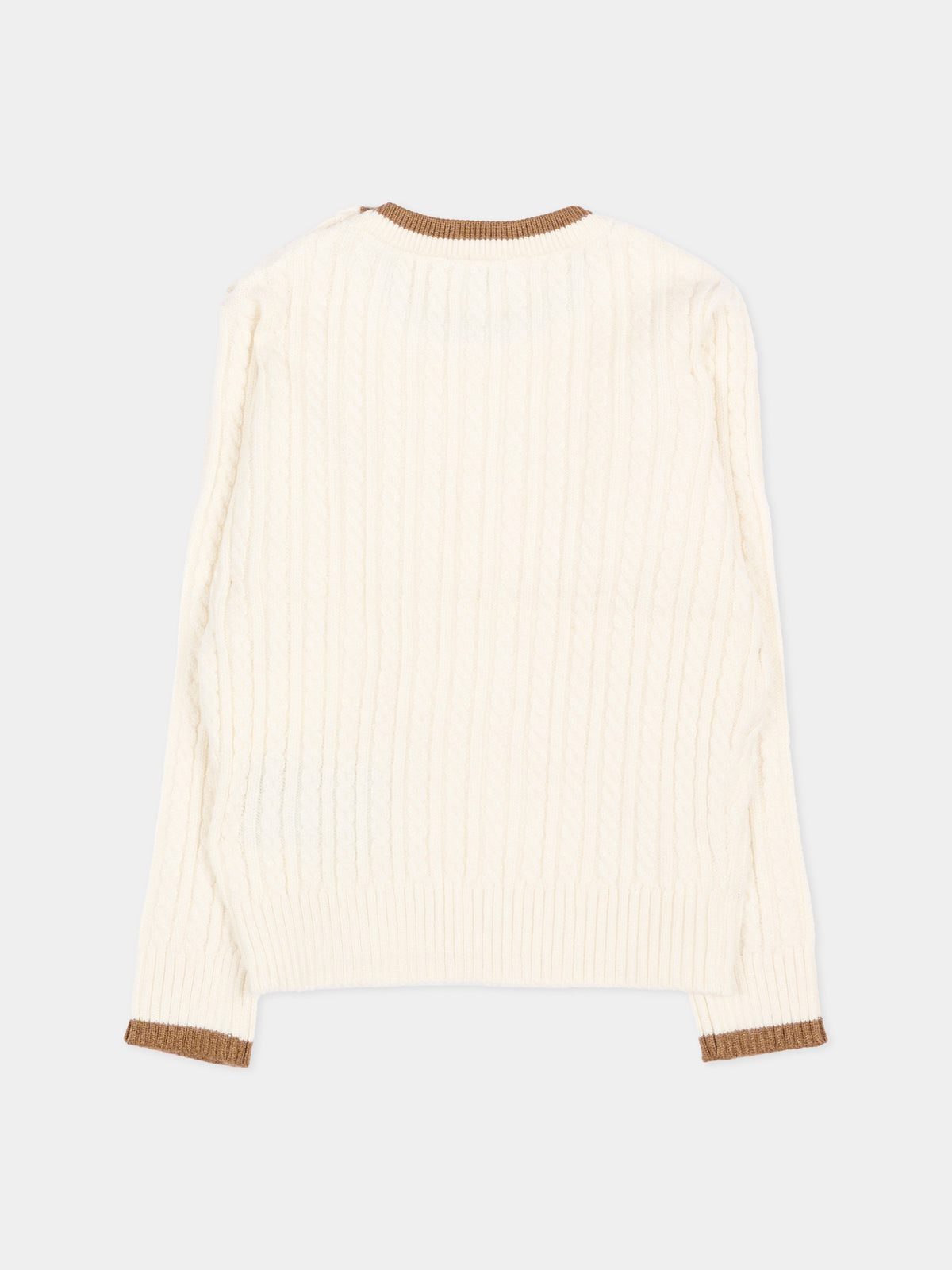 Maglione avorio per neonato con logo,Trussardi Junior,TIA26084MA O-WHITE/C. OFF-WHITE
